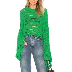 Free People Kelly Green Caught Up Sleeve Sweater